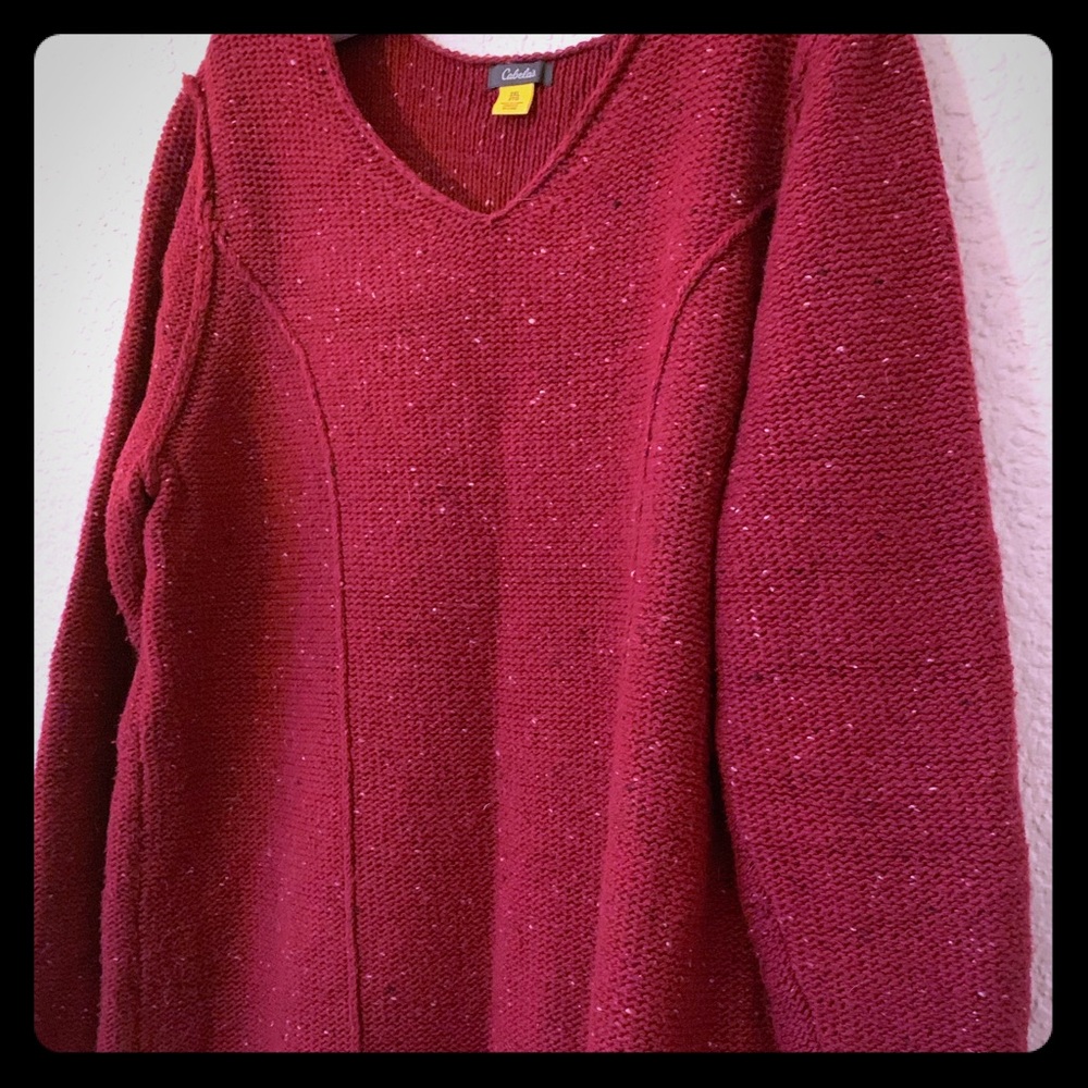 Cabela’s bright burgundy sweater